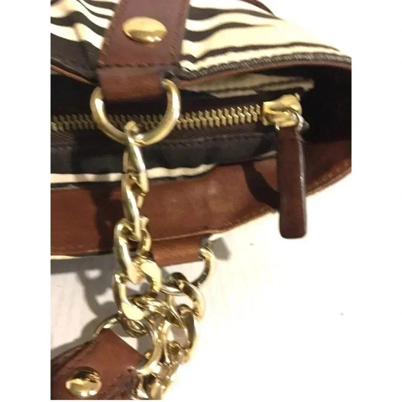 Michael kors beige black canvas shoulder handbag
